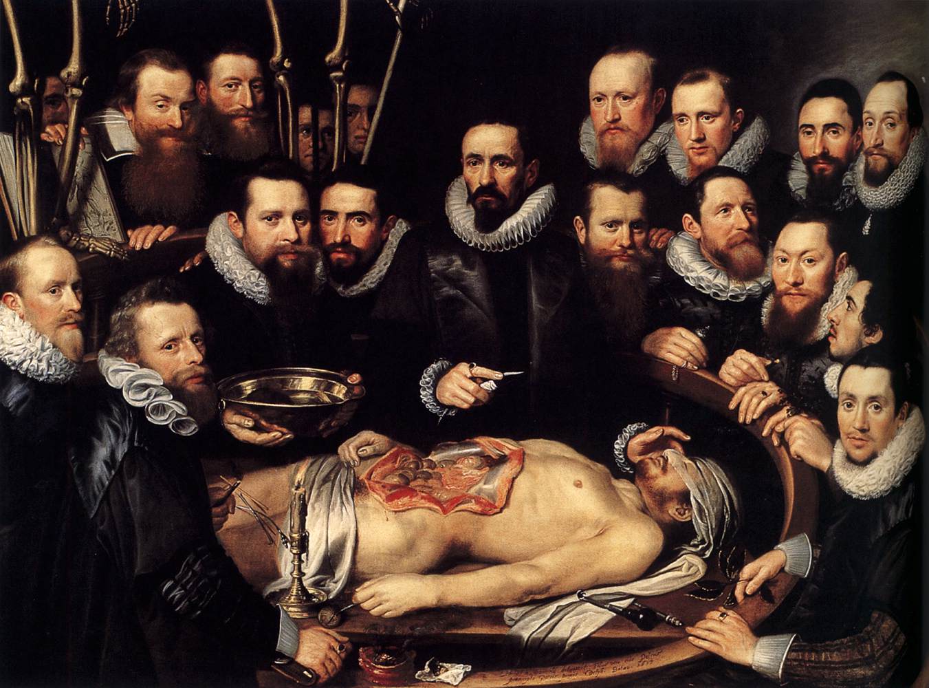 tableau eçon d'anatomie du docteur Willem van der Meer, 1617, Pieter van Miereveld