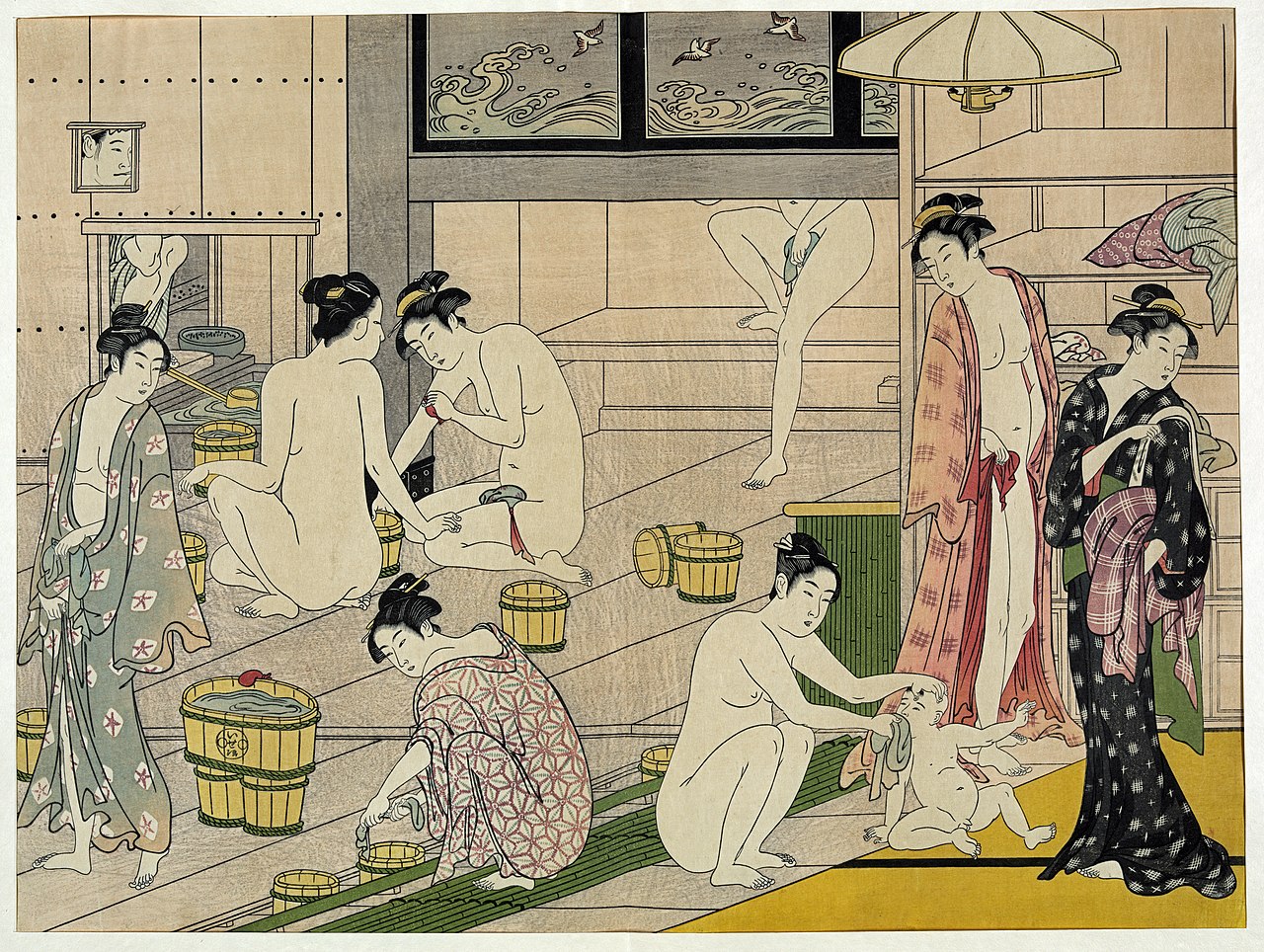 Estampe en couleurs - Femmes dans un bain public, Torii Kiyonaga